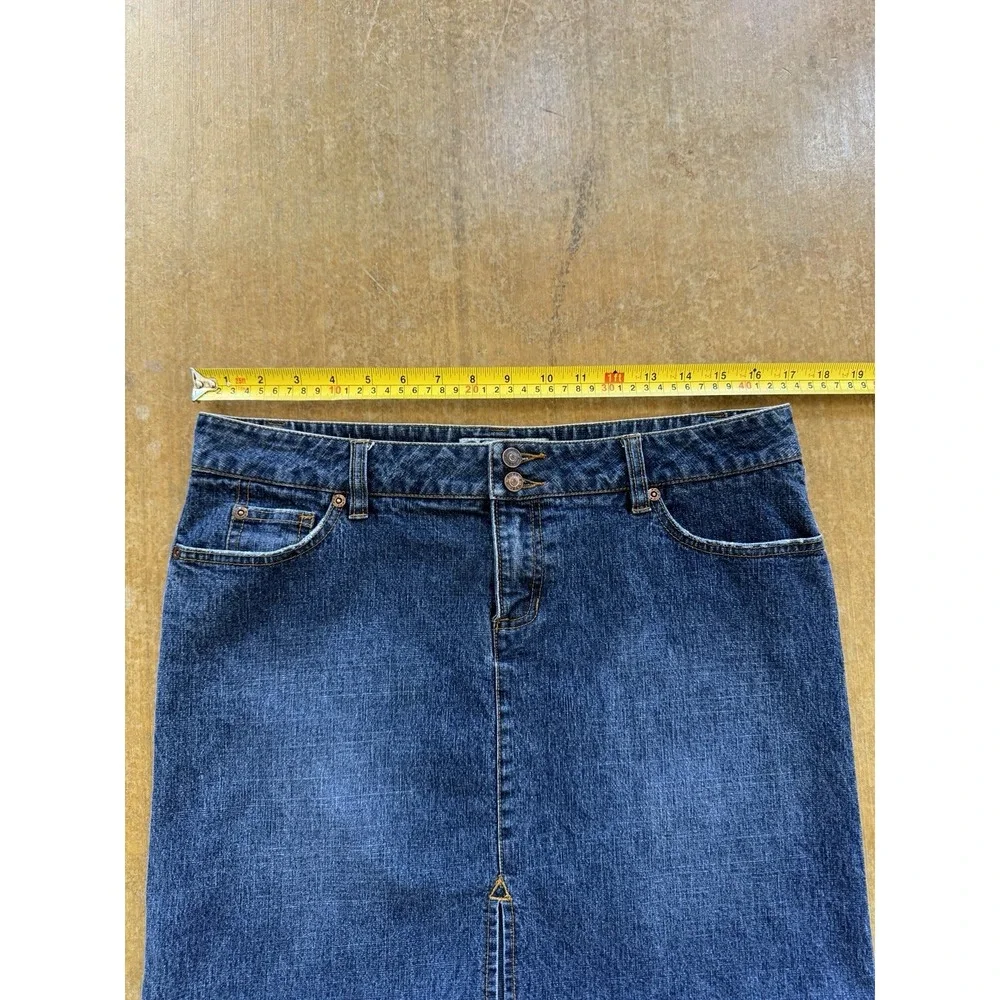 Roxy Jean Vintage Y2K Denim Mini Skirt Blue Mid Rise Size 13 34W Short Skater